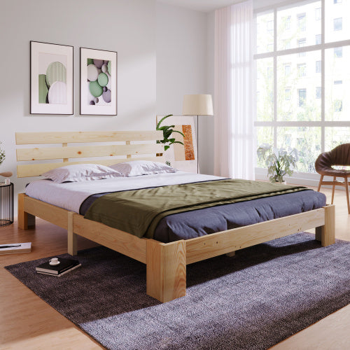 Massives Holz-Bettgestell 180x200 cm – Robust & Naturholz Doppelbett
