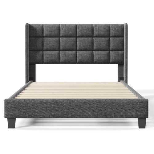 Modernes Polsterbett 140x200 cm – Stilvoller Leinenbezug & stabile Holzstruktur – Komfort trifft Design