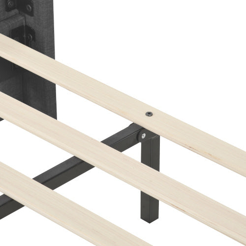Modernes Polsterbett 140x200 cm – Stilvoller Leinenbezug & stabile Holzstruktur – Komfort trifft Design