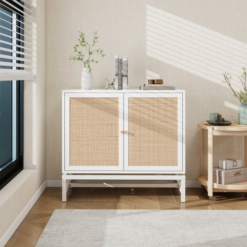 Rattan-Schrank mit Metallgestell – Doppeltür & Hängendes Design