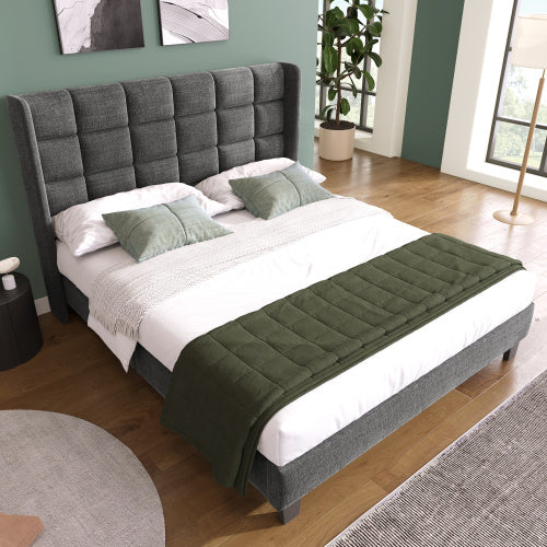 Modernes Polsterbett 140x200 cm – Stilvoller Leinenbezug & stabile Holzstruktur – Komfort trifft Design