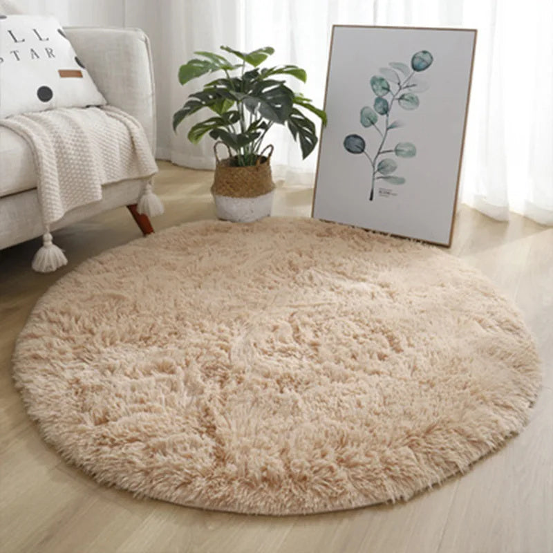 Flauschiger Hochflor-Teppich Weiß – Ø 80 cm, Kuschelig & Weich
