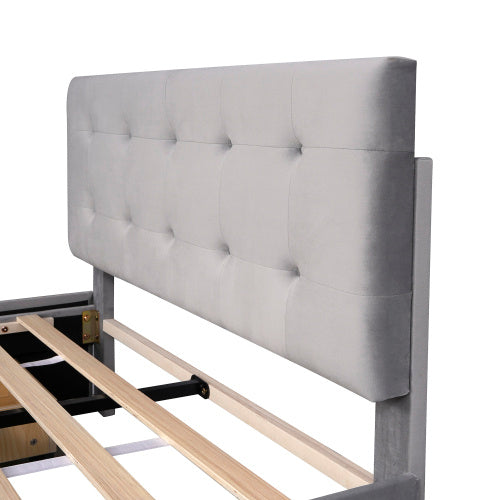 Samt-Polsterbett 140x200 cm – Verstellbares Kopfteil & Stauraum, modern