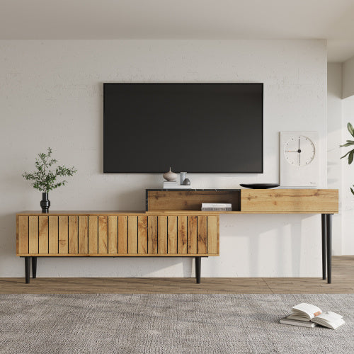 Modernes Fibreboard TV-Board 120×40×50 cm | Stauraum & Staubschutz, Skandi-Akzente