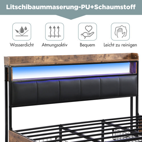 PU-Leder Polsterbett 160x200 cm – Hydraulischer Lattenrost, Stauraum & verstellbares Kopfteil