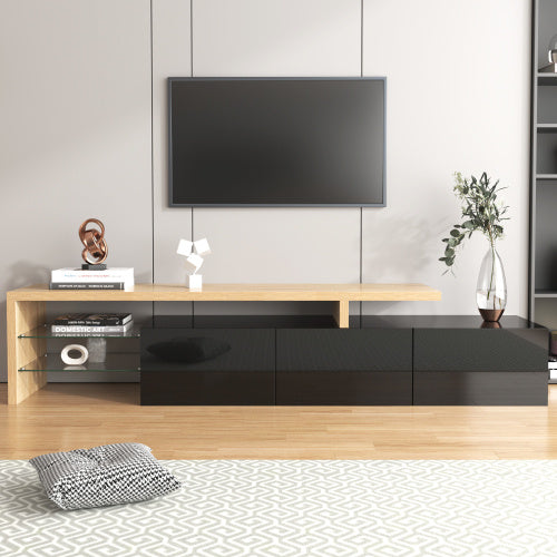 Modernes TV-Lowboard mit Glastüren –  Stauraum & Kabelmanagement