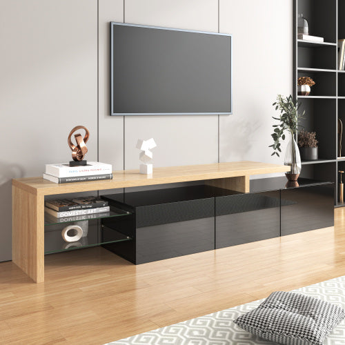 Modernes TV-Lowboard mit Glastüren –  Stauraum & Kabelmanagement