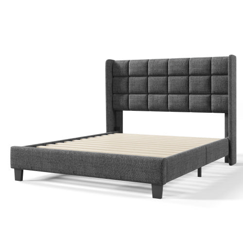 Modernes Polsterbett 140x200 cm – Stilvoller Leinenbezug & stabile Holzstruktur – Komfort trifft Design