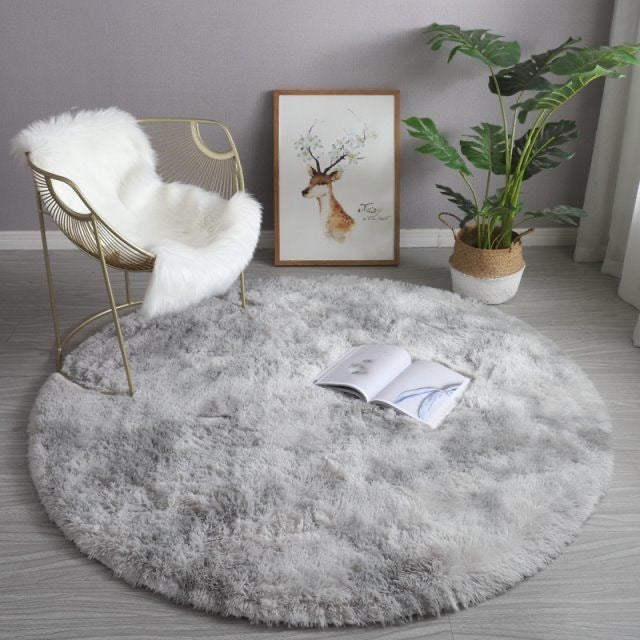 Flauschiger Hochflor-Teppich Weiß – Ø 80 cm, Kuschelig & Weich