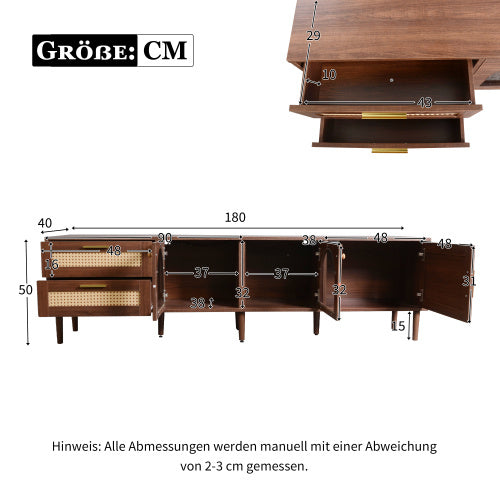 TV Lowboard 160 cm – Modernes TV-Schrank-Design aus Holzoptik mit offenem Regal & Stauraum für Wohnzimmer
