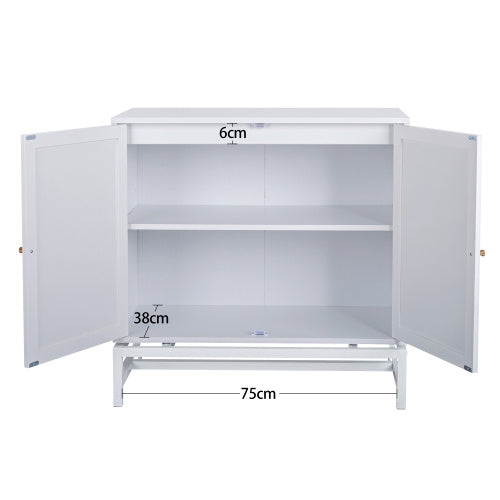 Rattan-Schrank mit Metallgestell – Doppeltür & Hängendes Design