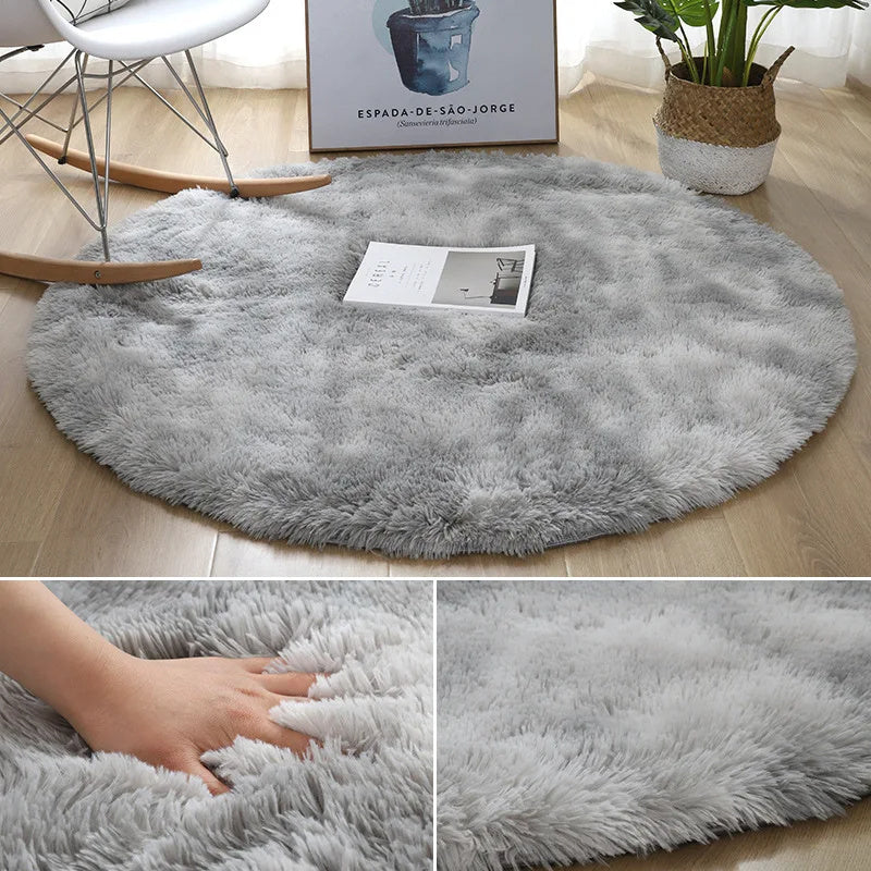 Flauschiger Hochflor-Teppich Weiß – Ø 80 cm, Kuschelig & Weich