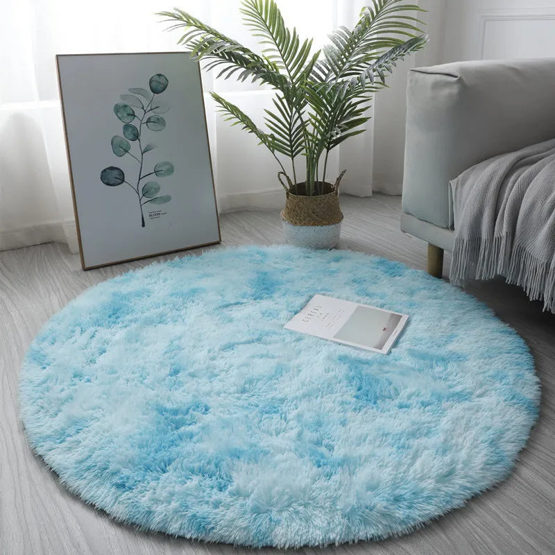 Flauschiger Hochflor-Teppich Weiß – Ø 80 cm, Kuschelig & Weich