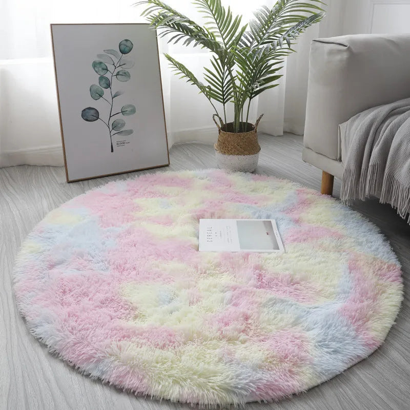 Flauschiger Hochflor-Teppich Weiß – Ø 80 cm, Kuschelig & Weich
