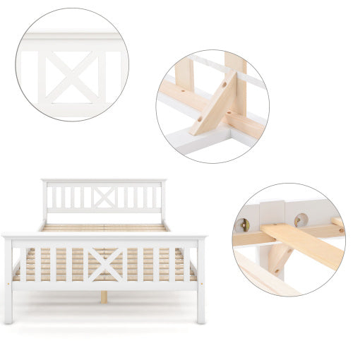 Massivholzbett 140x200 aus Kiefer mit Lattenrost – Naturholz Doppelbett, nachhaltig & robus