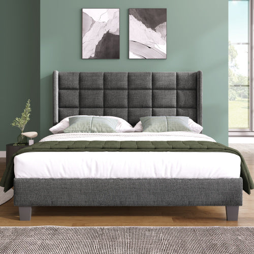 Modernes Polsterbett 140x200 cm – Stilvoller Leinenbezug & stabile Holzstruktur – Komfort trifft Design