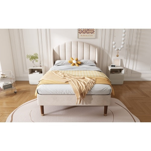 Polsterbett 90x200 cm mit LED Beleuchtung & Stauraum – Samt Einzelbett mit Lattenrost & Kopfteil“