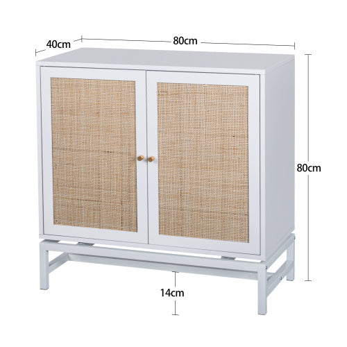 Rattan-Schrank mit Metallgestell – Doppeltür & Hängendes Design