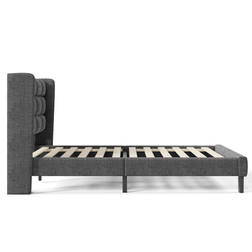 Modernes Polsterbett 140x200 cm – Stilvoller Leinenbezug & stabile Holzstruktur – Komfort trifft Design