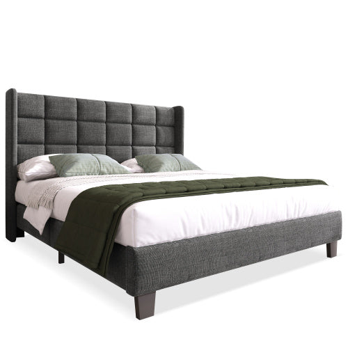 Modernes Polsterbett 140x200 cm – Stilvoller Leinenbezug & stabile Holzstruktur – Komfort trifft Design