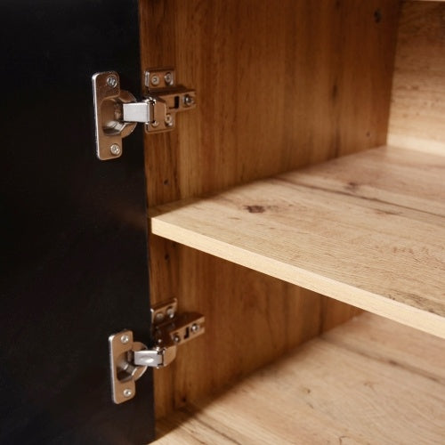Elegantes Garderoben-Set Schwarz & Holz mit Spiegel, Schuhschrank, Sitzbank und Garderobenhaken – Komplett für stilvollen und organisierten Eingangsbereich