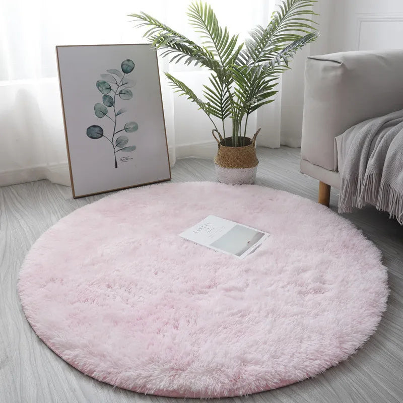 Flauschiger Hochflor-Teppich Weiß – Ø 80 cm, Kuschelig & Weich