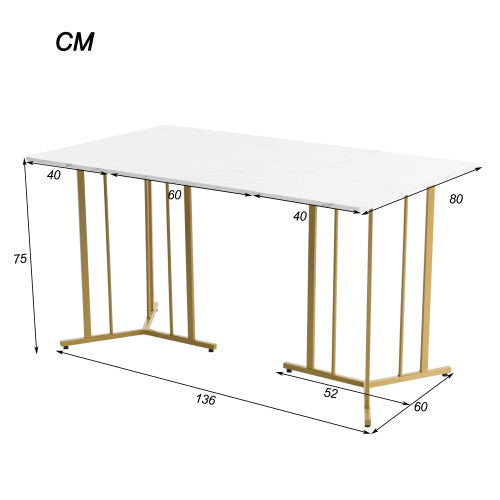 Moderner Esstisch Metallgestell – Rechteckig, 4–6 Personen, 120×80 cm