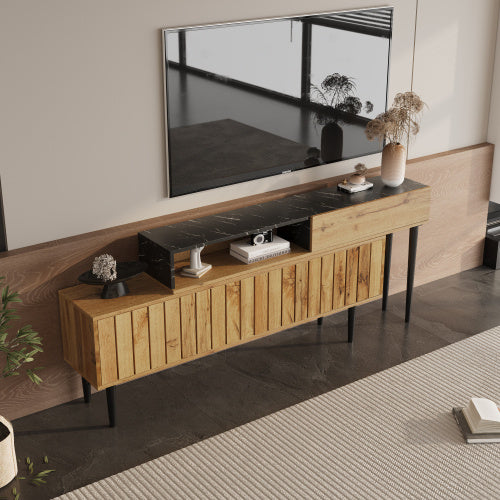 Modernes Fibreboard TV-Board 120×40×50 cm | Stauraum & Staubschutz, Skandi-Akzente